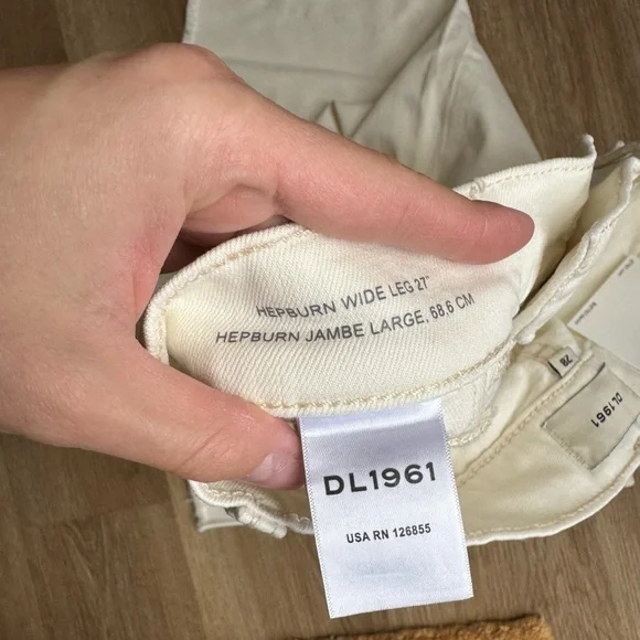🤍NWT DL1961 Hepburn Wide Leg High Rise Vintage White Jeans